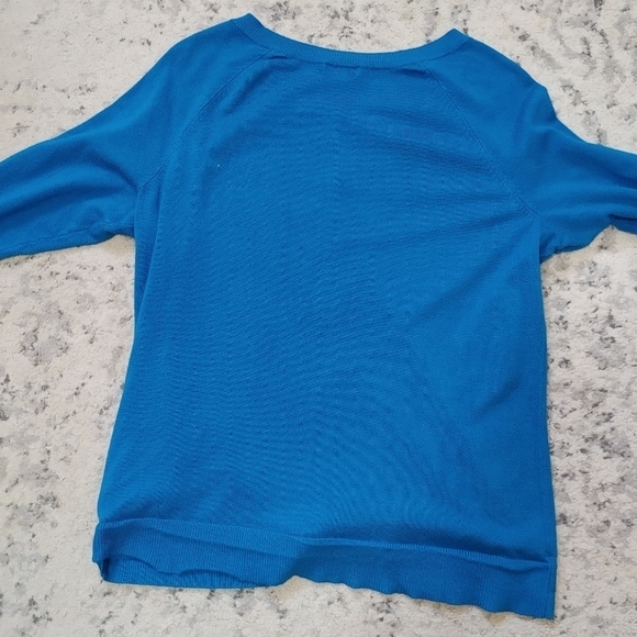 Reitmans Blue Cardigan Knit Button up Large Cerulean Peacock blue - Picture 7 of 7